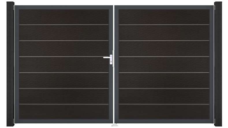 planeo Gardence Deluxe - Cancello BPC - a due ante, nero co-ex con telaio in alluminio