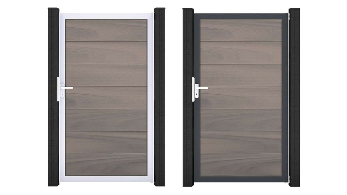 planeo Gardence Strong XL - Cancello universale BPC bicolore co-ex con telaio in alluminio