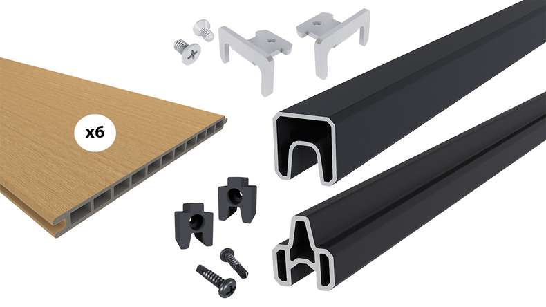 planeo INFINITY XL-Board - Clôture à emboîter WPC CoEx sable 176 x 183