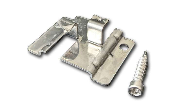 planeo WPC Centerclip pour terrasse, joint de 4 mm - 100 pièces, vis en acier inoxydable incluses