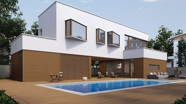 planeo LINEA Slim - Bardage de façade en WPC CoEx « Burma Teak » 2900 x 215 mm