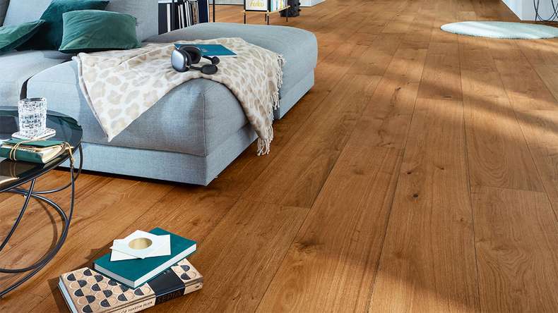 MEISTER Lindura-plancher en bois HD 400 - 08911 Chêne authentique brun châtaigne huilé naturel 2200 x 270 x 11 mm (500213-2200270-08911)