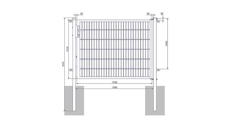 planeo Universaltor medium 1-flg. Feuerverzinkt H 1200 x B 1590 mm inkl. Torpfosten