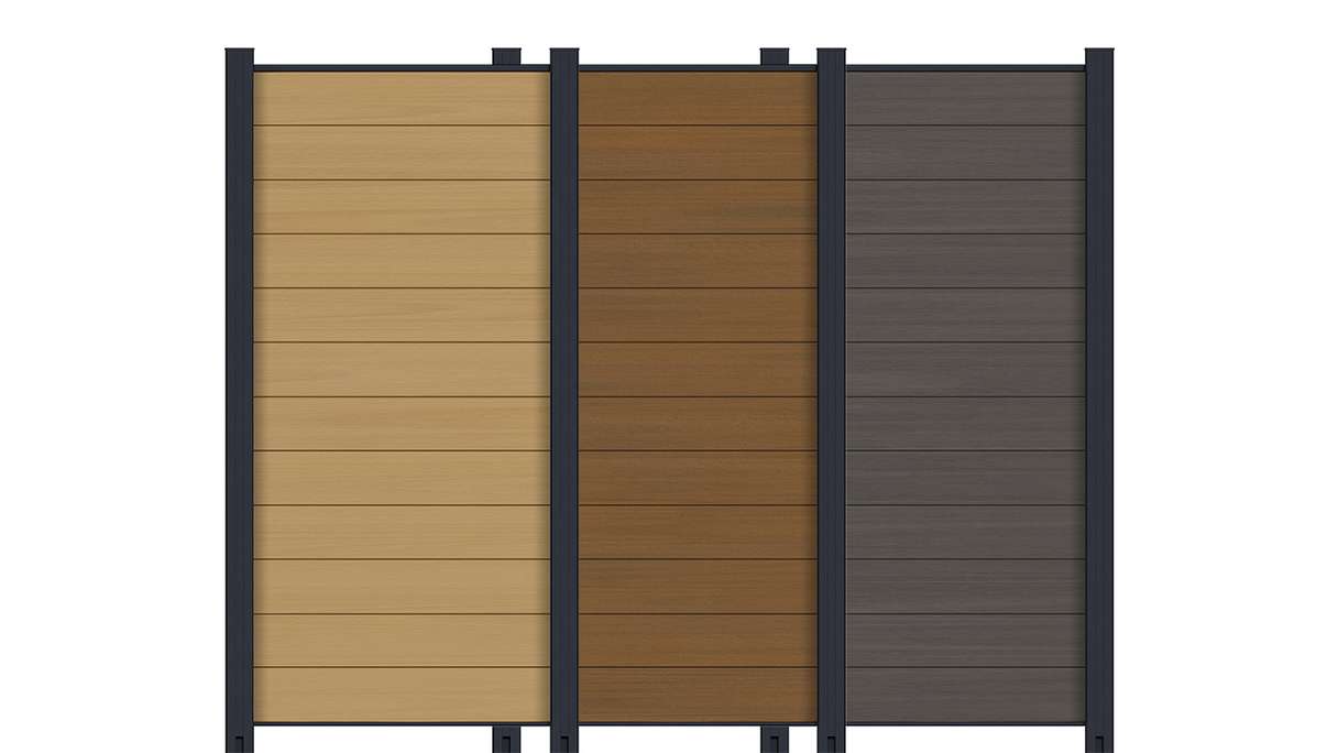 planeo INFINITY - Clôture à emboîter en WPC CoEx, à poser sur la hauteur, 90 x 180 cm