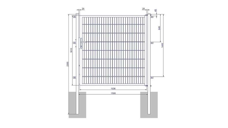 planeo Universaltor medium 1-flg. Feuerverzinkt H 1600 x B 1590 mm inkl. Torpfosten