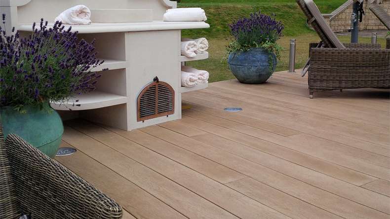 planeo Authoria PureBoard Plancher de terrasse massif - Light Natural Oak 3.6m structuré