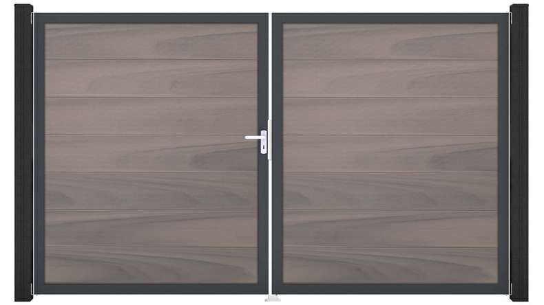 planeo Gardence Strong XL - Porte composite DIN gauche 2 vantaux Bi-Color co-ex avec cadre alu Anthracite