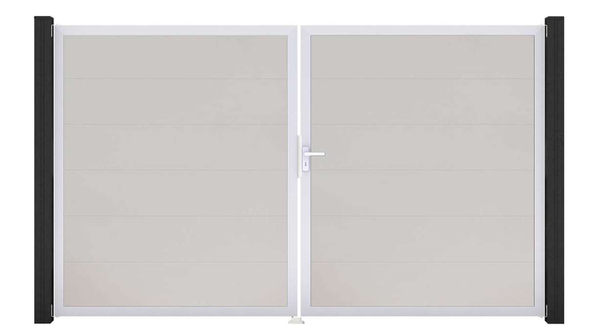 planeo Gardence Simply - PVC-Tor 2-flügelig Weiss mit Alurahmen