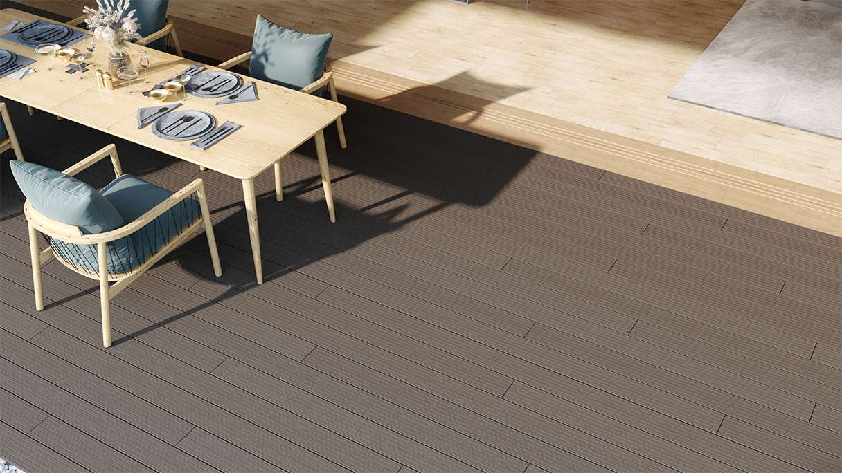 planeo LightWood WPC tavola cava - Grigio chiaro 4.2 m scanalato/scanalato