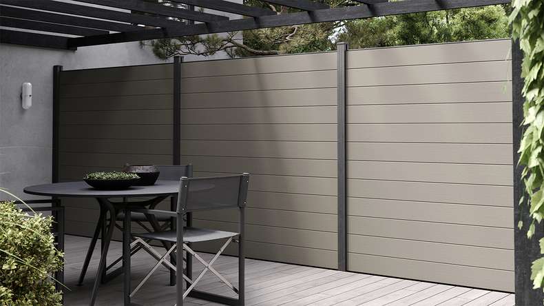 planeo Gardence Strong - Clôture composite à emboîter Carré Gris