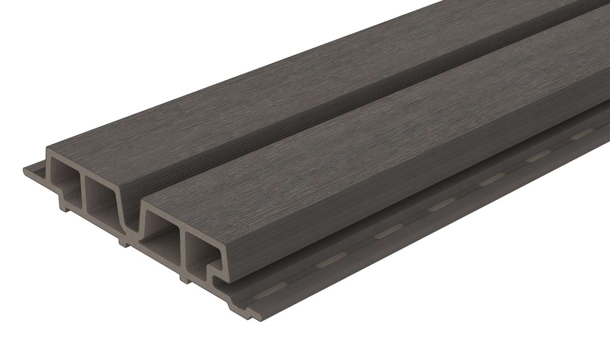 planeo LINEA Wide - Bardage de façade en WPC CoEx, gris foncé, 2900 x 181 mm
