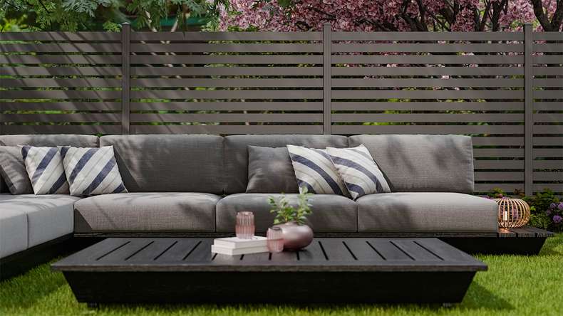 planeo Gardence Metallic Edge - Alu-Gartenzaun Quadratisch Anthrazit | DB703