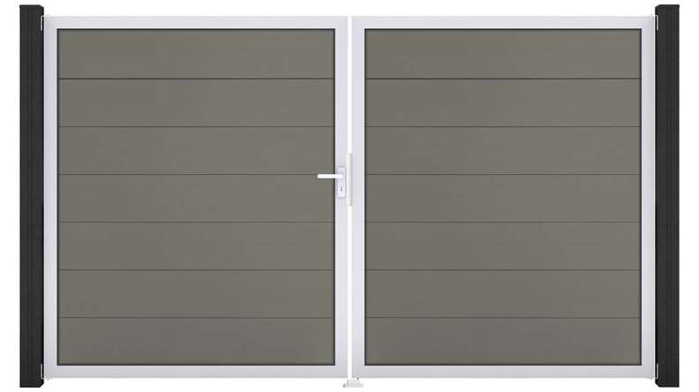 planeo Gardence Strong XL - BPC-Tor - 2-flügelig Grau mit Alurahmen