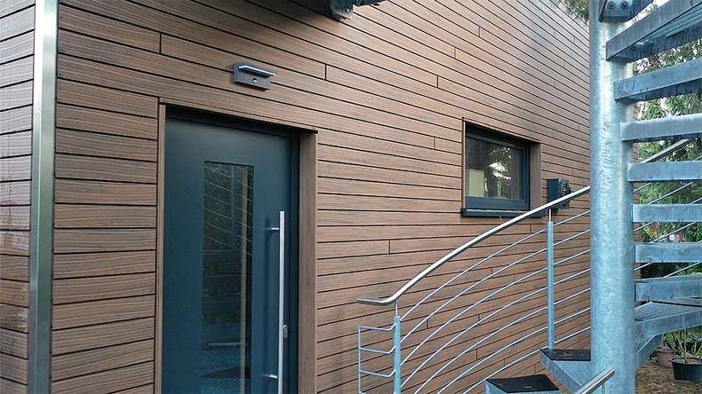 planeo Fassado - WPC Rhombusleiste MASSIV Fassadenverkleidung Braun 4m | 5m | 6m