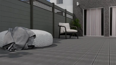 planeo Gardence Strong - BPC-Steckzaun Leafs Grau 180 x 180 cm