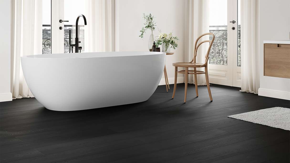 planeo Vinile rigido a incastro - Legno nero | Isolamento acustico integrato (100P190-N)