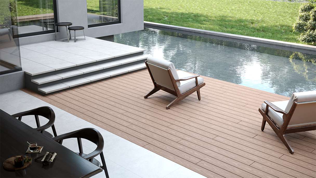 planeo TitanWood - Massivdiele 4m sand-braun antik gealtert/gebürstet