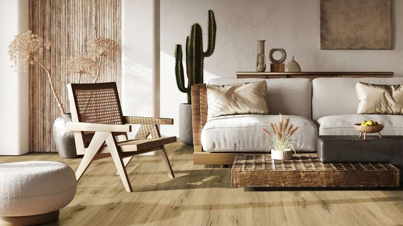 Vinyle à clic Gerflor - Senso Premium Rigid Acoustic Bambi fauve | Isolation phonique intégrée (40441629)