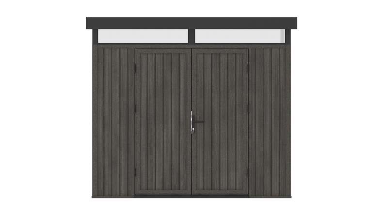Abri de jardin planeo WPC CoEx à toit plat, modèle M - Gris foncé, 250 x 250 x 226,5 cm