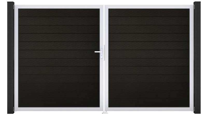 planeo Gardence Strong - Cancello BPC - a 2 ante, nero co-ex con telaio in alluminio 