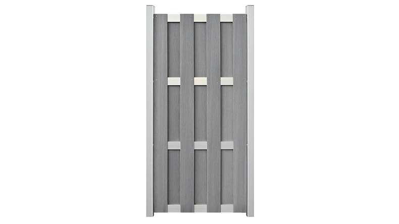 planeo Gardence Premade - recinzione da giardino BPC con bordo in coestruso grigio pietra 84,3 x 180 cm con traverse argento EV1
