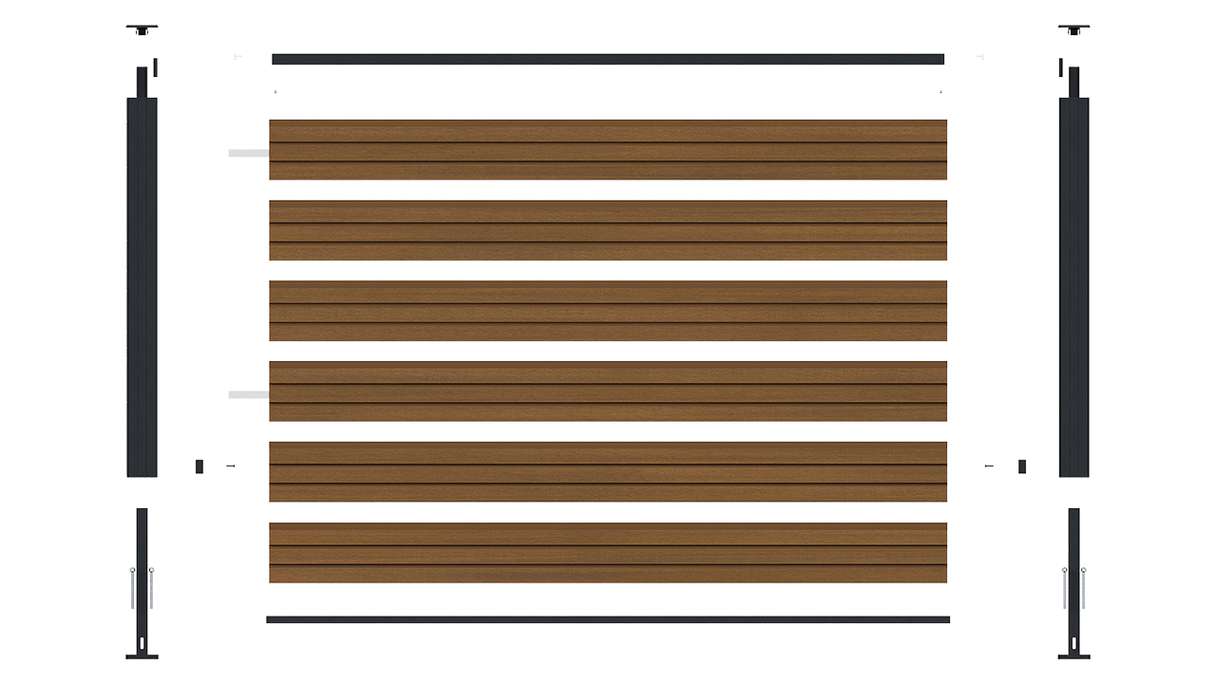 planeo LINEA - Recinzione da giardino a incastro in WPC CoEx Rhombus, modello Burma Teak, 180 x 90 cm