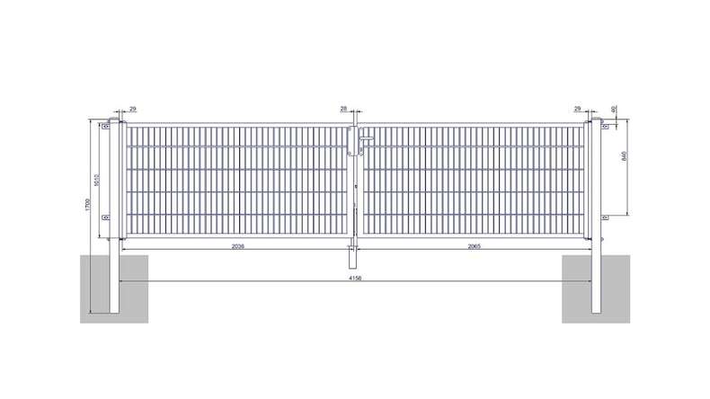 planeo Universaltor medium 2-flg. Moosgrün H 1000 x B 4158 mm inkl. Torpfosten