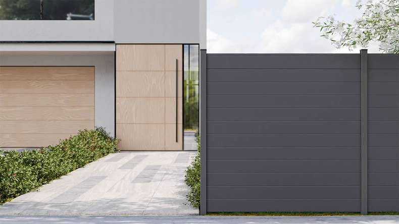 planeo Gardence Simply Small - PVC-Steckzaun Anthrazitgrau 180 x 180 cm