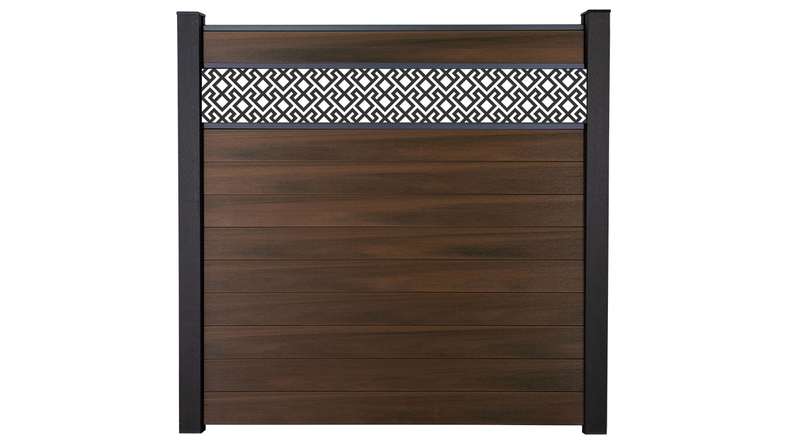 planeo Gardence Strong - Clôture à emboîter BPC Abstract Noyer co-ex 180 x 180 cm