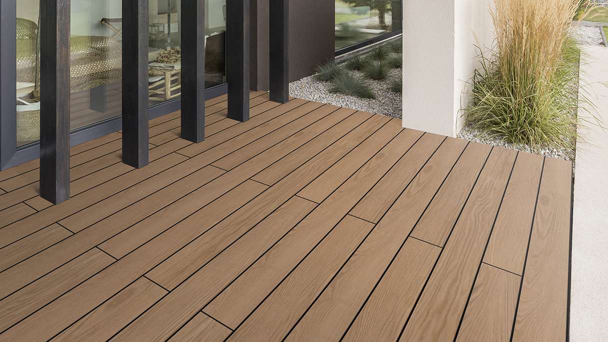 planeo Design Wood - Lames de terrasse BPC massives - Chêne naturel texturé