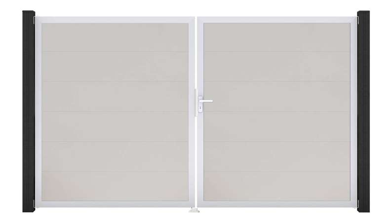 planeo Gardence Simply - PVC-Tor 2-flügelig Weiss mit Alurahmen 