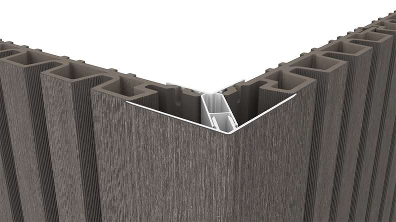 planeo LINEA - Alu CoEx Außeneckprofil Dunkelgrau 3000 x 66 x 66 mm
