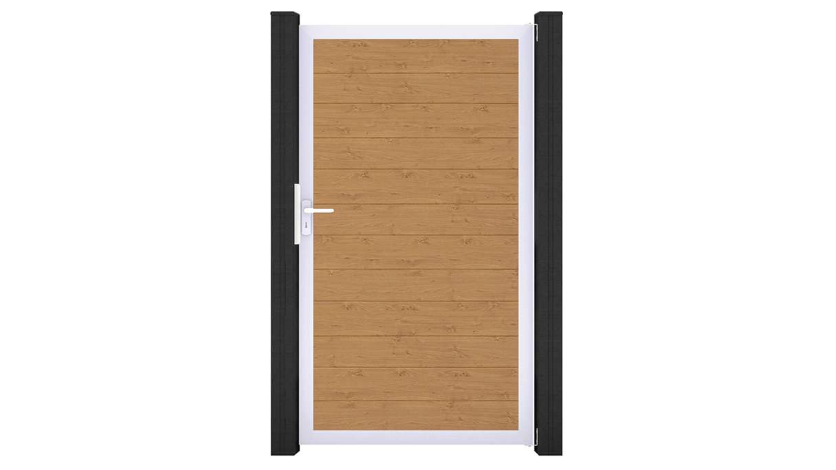 planeo Gardence Simply Small - PVC-Universaltor Asteiche Natur mit Alu-Rahmen 100 x 180 cm