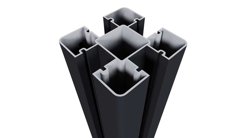planeo Aluminium Pfosten zum Einbetonieren - Schwarz 8 x 8 x 240  cm inkl. Pfostenkappe 
