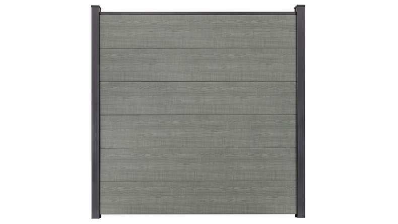 planeo Gardence Simply Small - PVC-Steckzaun Grey Ash Cut 180 x 180 cm