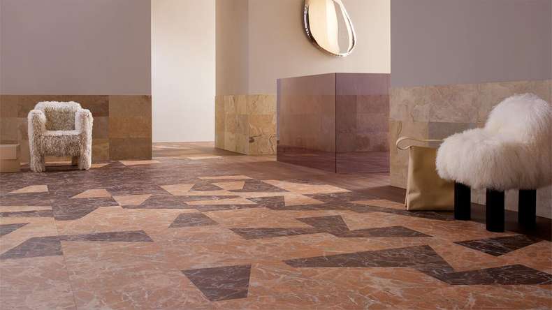 Forbo Allura Material 55 Vinyle adhésif - Peach Marble Trapezoid (63788DR5)