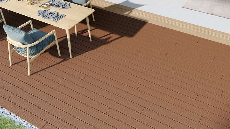 planeo LineWood WPC Terrassendiele Massiv - Hellbraun 4.8m gerillt/genutet