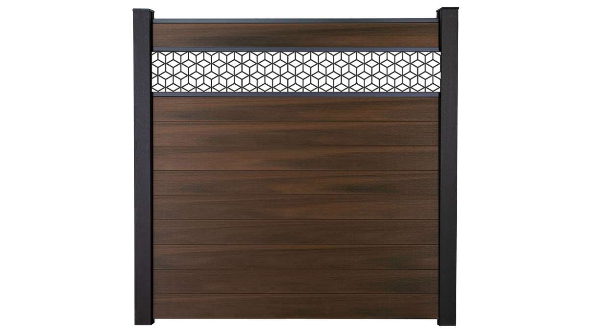 planeo Gardence Strong - recinzione a innesto BPC Cube noce co-ex 180 x 180 cm