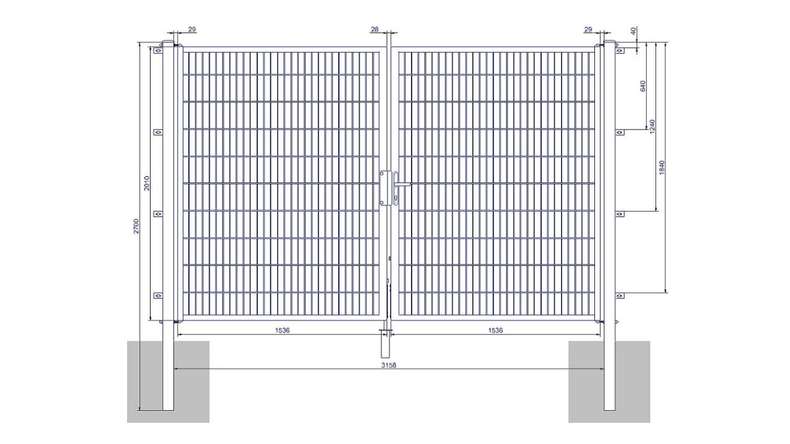 planeo Universaltor medium 2-flg. Anthrazit H 2000 x B 3158 mm inkl. Torpfosten