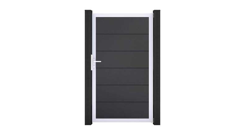 planeo Gardence Simply - PVC-Universaltor Anthrazitgrau mit Alu-Rahmen in Silber | EV1 100 x 180 cm