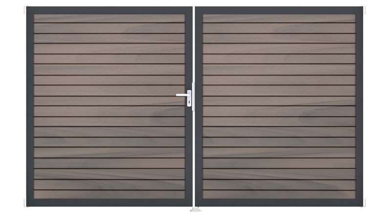 planeo Gardence Trendy - Cancello BPC a rombi - a 2 ante, bicolore co-ex con telaio in alluminio