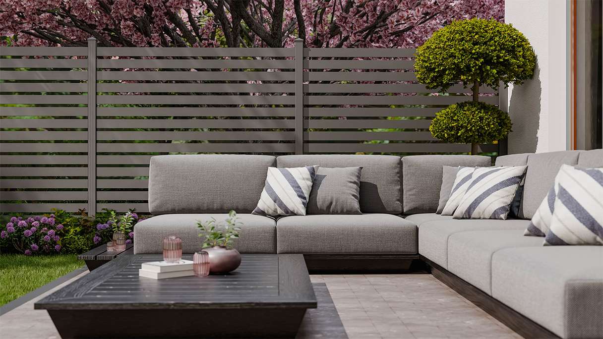 planeo Gardence Metallic Edge - Recinzione da giardino in alluminio quadrata antracite | DB703
