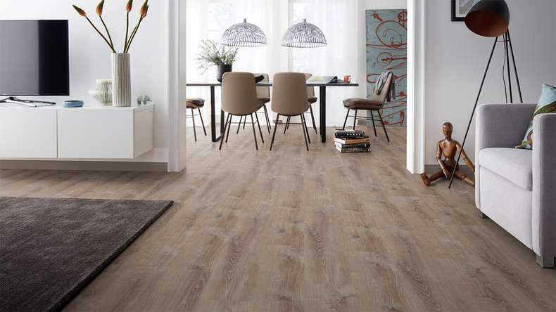 Skaben Sol PVC clipsable - ProfiKlick Chêne fumé doré | gaufrage synchrone (SP-6200194)