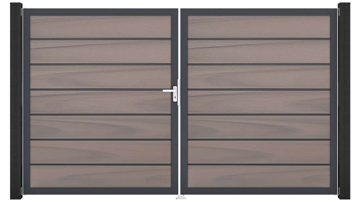 planeo Gardence Deluxe - BPC-Tor - 2-flügelig Bi-Color co-ex mit Alurahmen