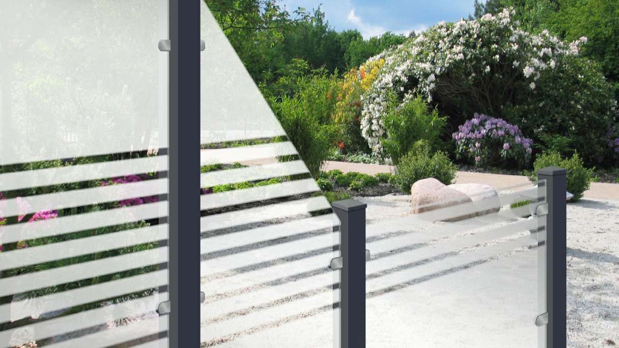 planeo Gardence Flair - Brise-vue en verre, bandes verticales