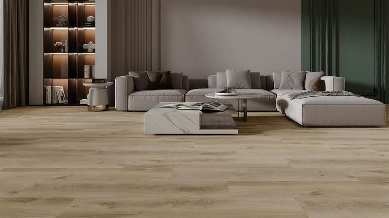 planeo Vinyle à clic rigide - HOMEtec Pro 50 IXPE Desert Drift Oak | Isolation phonique intégrée (RP-E50-6)