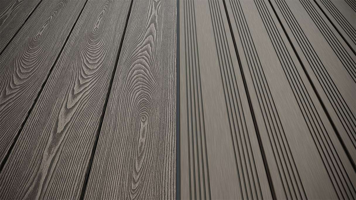 planeo SolidWood WPC Lame de terrasse massive - gris clair 3m français/structuré