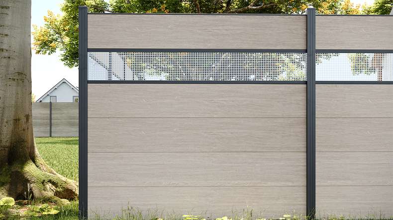 planeo Gardence Simply - Clôture PVC à emboîter Carré chêne de Sheffield