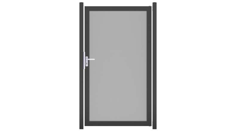 planeo Gardence Resistant - HPL-Sichtschutz Tor Uni Grau mit Alu-Rahmen
