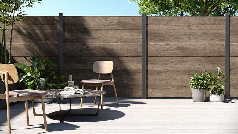 planeo Gardence Simply - Recinzione in PVC ad innesto Quadrata Quercia Monumento 180x180 cm